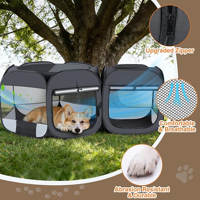 Portable cat playpen, 2-in-1 Dog playpen Indoor, Puppy Dog Play Pen for Indoors, cat cage Crate for Dogs Indoor, Independently Usable cat Tents for Indoor Cats, Collapsible pet playpen(Large)