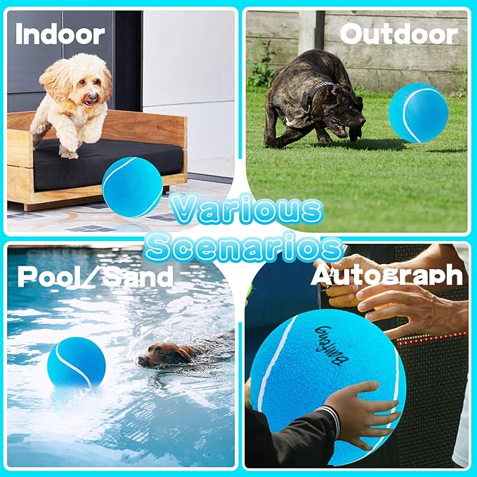 Banfeng Big Tennis Ball for Dogs, Giant Dog Tennis Ball Toy Large Outdoor Sports Gift for Small Medium Large Dog (Sky Blue, 9.5 inch)
