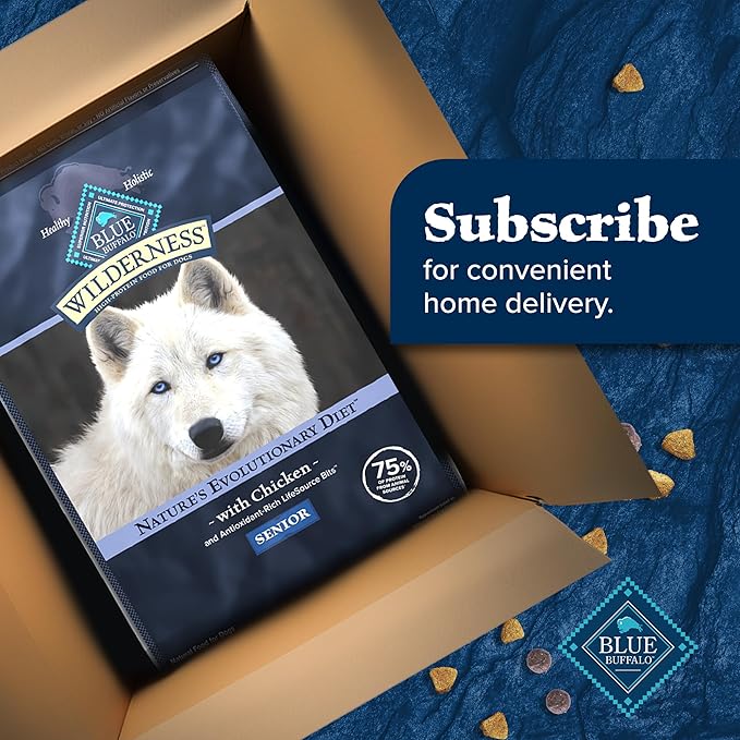 Blue Buffalo Wilderness High-Protein Natural Dry Food for Senior Dogs, Chicken Recipe, 28-lb Bag