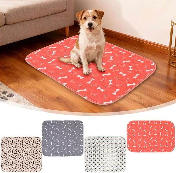 Pet Pee Pad,Pee Pads for Dogs with Pheromones,Washable Reusable Puppy Training Pads with 4-Layer Leak Protection,Easy to Clean,Odor Control, and Non-Slip Base (Red)