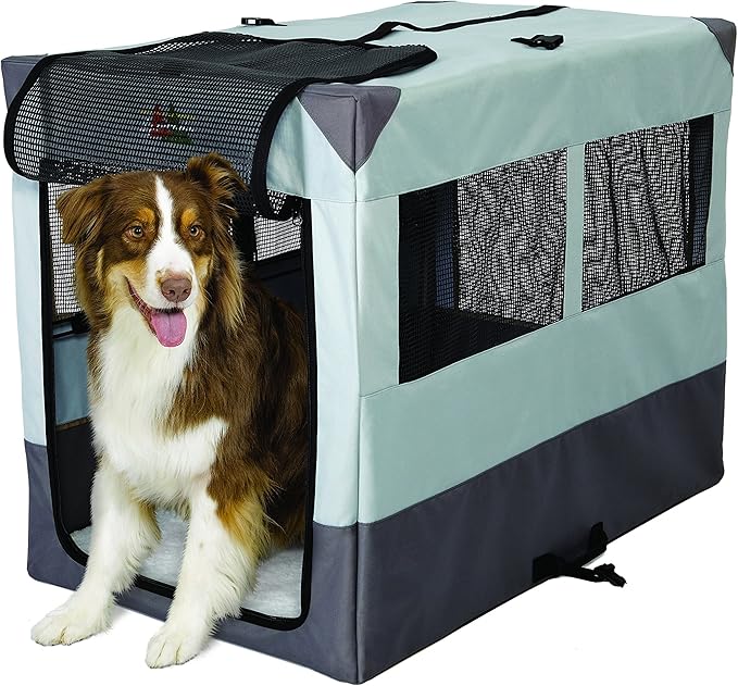 MidWest Homes for Pets Canine Camper Sportable, 36-inch Portable Tent Crate for Dogs, Soft-Sided, Folding Frame, Mesh Windows, Zip Door, Water-Resistant, Includes Pad