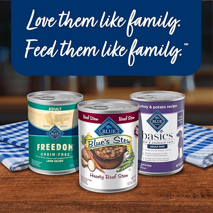 Blue Buffalo Blue's Stew Natural Wet Dog Food, Made with Natural Ingredients, Hearty Beef and Country Chicken Variety Pack, 12.5-oz Cans, 6 Count