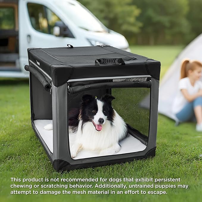 Lesure Shown on TODAY Show Soft Collapsible Dog Crate - 30 Inch Portable Travel Crate for Medium Dogs Indoor & Outdoor, 4-Door Foldable Pet Kennel with Mesh Windows, Green
