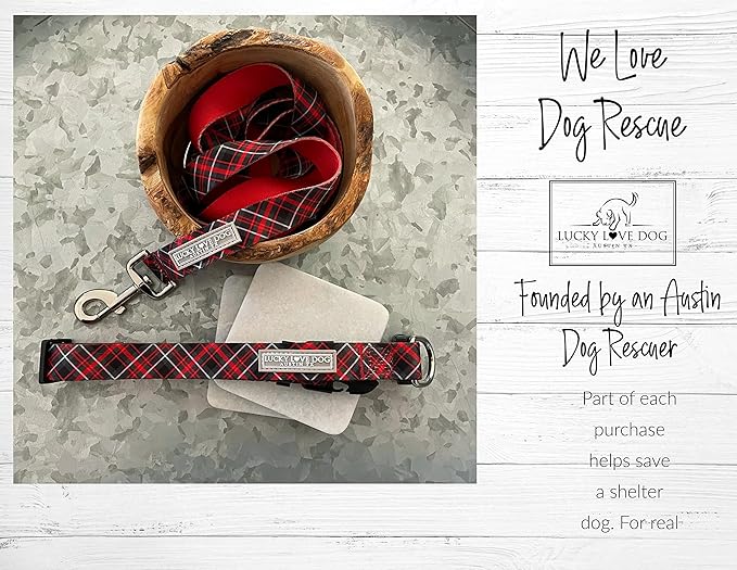 Lucky Love Dog Martingale Dog Collar - Adjustable, No-Slip, Durable, & Soft Webbing Collar for Male and Female Dogs Ideal for Training & Walking - Heywood, Medium