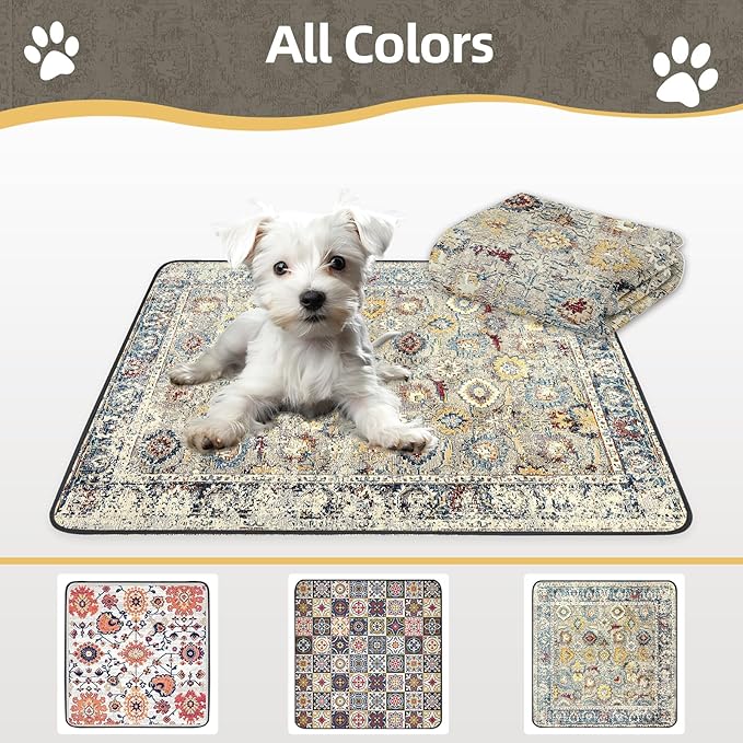 SCLOSE Washable Pee Pad for Dogs Extra Large, 72" x 72" Reusable Puppy Pads Waterproof Dog Rugs, Super Absorbent, Leakproof, Dog Crate Pad, Playpen Mat, Whelping Pads, Vintage
