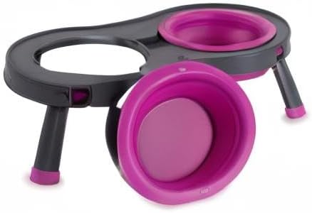 Dexas Pets Double Elevated Pet Feeder, Fuchsia, Small/1 Cup Capacity Bowls (PW1004322405) (Pack of 2)