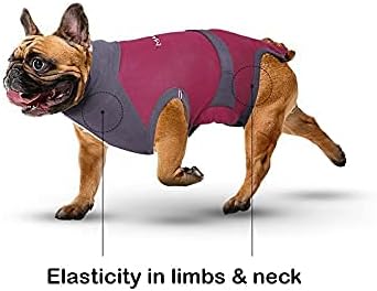 MAXX Dog Recovery Suit – Breathable, Cozy Post-Surgery Suit for Wounds – E-Collar, Cone Alternative (Ruby Red Grey, S+)
