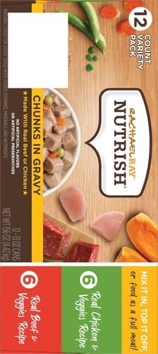 Nutrish Whole Health Blend Chunks in Gravy Variety Pack Wet Dog Food,13 oz. Can,(Rachael Ray),(Pack of 24)