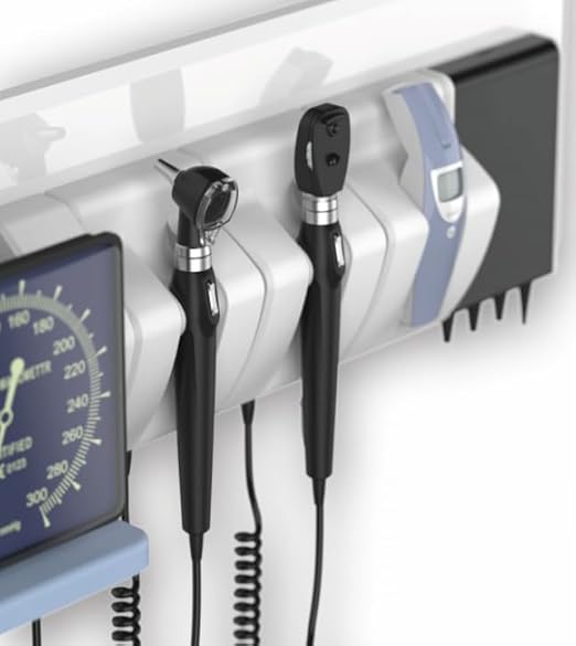 Protege Medical Advanced Integrated Wall Mount Diagnostic System – Otoscope, Ophthalmoscope, Sphygmomanometer, Infrared Thermometer – LED, Fiber Optic, Wall-Mounted Design