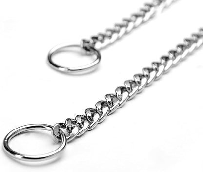 Flat Siver Dog Choker Collar for Large Dogs Heavy Duty Metal Slip Dogs Chain Collars Martingale Training Collars for Small Medium Large Breed Pets, X-Large