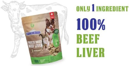 Nutri Bites Freeze Dried Beef Liver Dog & Cat Treats | Healthy Pet Training Treats or Food Topper | All Natural, Single Ingredient, High Protein | Premium Bulk Large Size Pack (27 OZ)