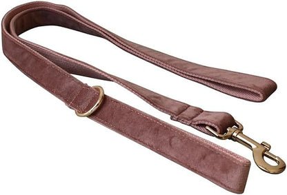 Love Dream Velvet Dog Collar and Leash Set, Soft & Comfy Adjustable Dog Leash and Collar with Heavy Duty Metal Buckle for Small Medium Large Dogs Training & Walking (XLarge, Dark Pink)