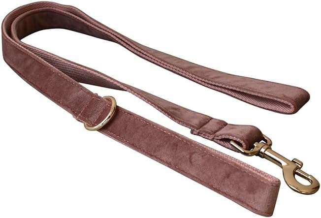 Love Dream Velvet Dog Collar and Leash Set, Soft & Comfy Adjustable Dog Leash and Collar with Heavy Duty Metal Buckle for Small Medium Large Dogs Training & Walking (Small, Dark Pink)