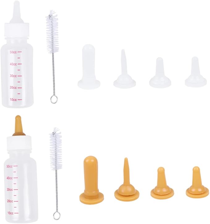 Toyvian 1Set Pet Nursing Bottle for Dogs and Cats Transparent Milk Feeder with Replacement Nipples Cleaning Brush for Pets Feeding