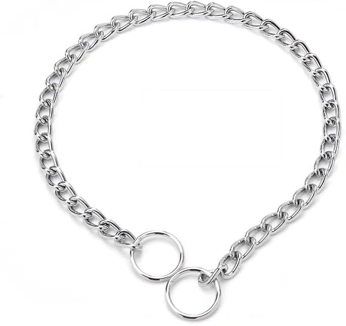 Chain Dog Collar Large Choke Collar Slip P Chain for Link Training Heavy Duty Martingale Puppy Collars for Small Medium Large Big XL Breed Dogs, Silver L