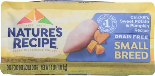 Nature's Recipe Grain Free Dog Food, Chicken | Small Breed | Sweet Potato & Pumpkin | 4 lb Bag | Pack of 2
