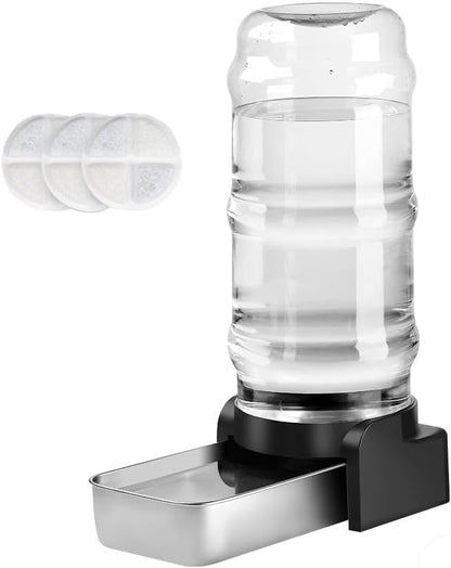 Marchul 2.3 Gallon Dog Water Dispenser, Large Dog Water Bowl Dispenser with Stainless Steel, Automatic Gravity Pet Bowl for Dogs Medium to Large (3 Filters) 8.6L