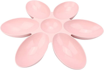 Pssopp Petal Bowl, 6-Petal Plastic Feeder, Easy to Use, Multi-Function, Space Saving, Stable Design