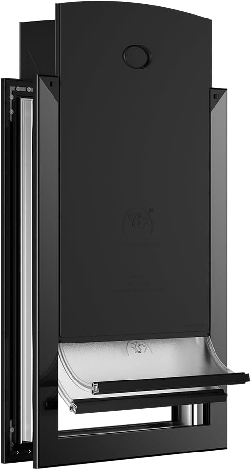 [MAVRICPOWER] Aluminum XL Dog Door for Door, Doggy Door with 2 Sliding Lock Panels for Extreme Weather, Pet Door for Dogs Up to 220 lbs