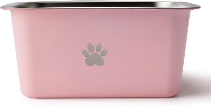 1.2 Gallons 20 Cup Non Slip Stainless Steel Large Dog Water Bowls, Outdoor Metal Dog Bowls Large Breed, High Capacity Water Bowl for Big Giant Huge Dogs, Pink