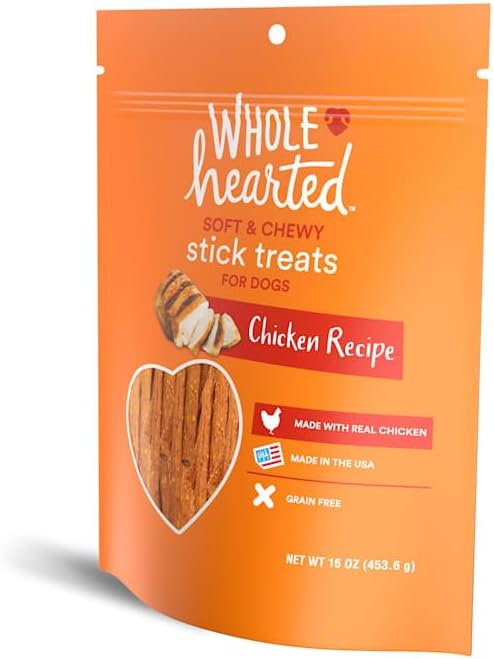 WholeHearted Grain Free Soft and Chewy Chicken Recipe Dog Stick Treats 16 oz