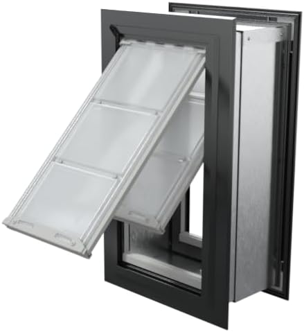 Endura Flap Pet Door for Walls in Black | Energy-Efficient Double Flap Design for Wall Installations | All-Weather Protection with All-Metal Telescoping Tunnel | Black, Medium, Double Flap