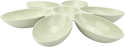 Cat Water Bowl Multiple Case Food Feeder Water Feeding Bowl Six Petals Plastic Feeder Puppy Food Dispenser Bowls for Cats Dogs(Green)