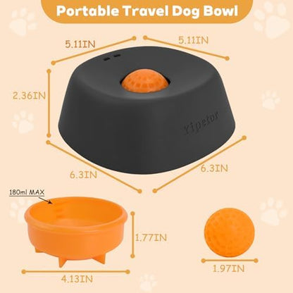 Yipetor Slow Feeder Dog Bowls for Liquid Treat, 【Entertained Ball-in】 Bone Broth Dog Lick Bowl, 3/4 Cup Yogurt Pup Lick Toy for Large Medium Small Breeds Dietary Supplement/Post-op Nutrition