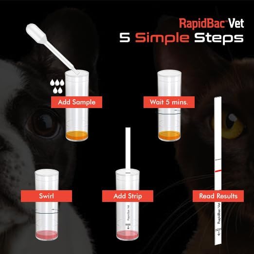 RapidBac™ Vet – 15-Minute at-Home Urine Test for Dogs and Cats to Quickly Screen for UTI Causing Bacteria, 10 Pack