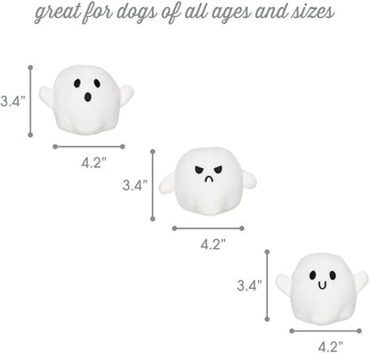 Pearhead Halloween Ghost Dog Toy Set, Plush Squeaky Pet Chew Toys for Dogs, Durable Soft Plush Fabric, Interactive Multi-Pack Value Gift for Puppies and Small to Medium Breeds