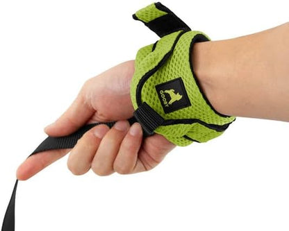 Gooby Soft Mesh Wrist Band Surfer Leash - Green, 6 FT - Comfortable Hands Free Leash with Elastic Band for Small, Medium and Large Dogs