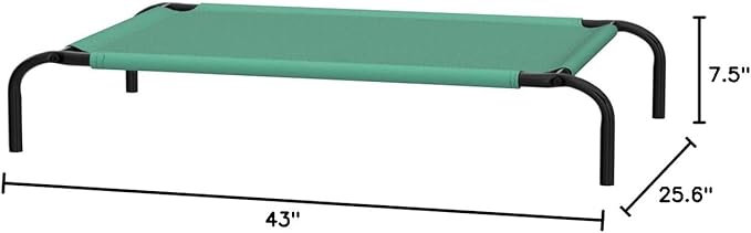 Amazon Basics Cooling Breathable Elevated Dog Bed with Metal Frame for Medium Dogs, 43" x 26" x 7.5", Green