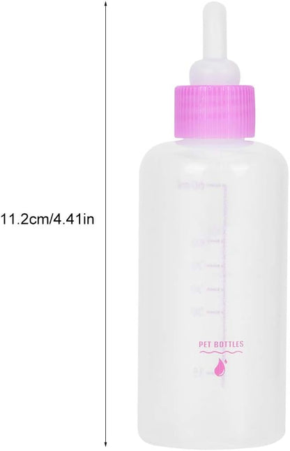 6PCS Set Pet Puppy Kitten Feeding Bottle, Small Dog Cat Milk Nursing Care Kit Liquid Feeding Supplies 60ml with Replacement Nipples