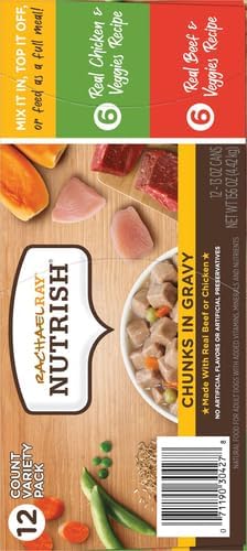 Nutrish Whole Health Blend Chunks in Gravy Variety Pack Wet Dog Food,13 oz. Can,(Rachael Ray),(Pack of 24)