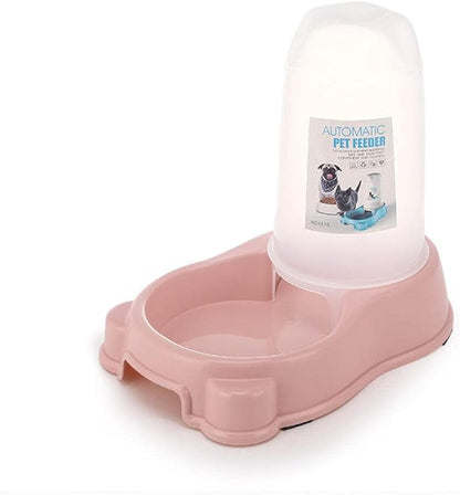 Dog Bowl Dog Dishes Automatic Pet Drinking Water Feeder Plastic Pet Tableware Dog Bowl Cat Bowl Pink