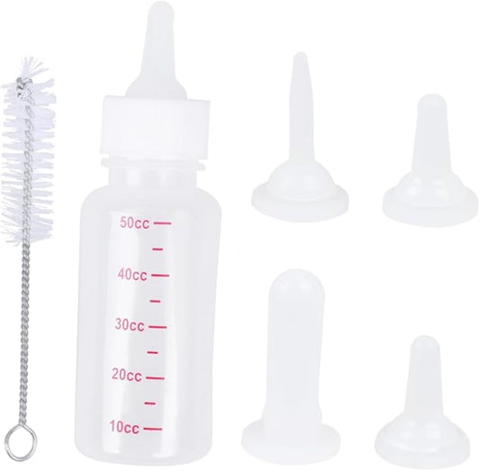 Toyvian 1Set Pet Nursing Bottle for Dogs and Cats Transparent Milk Feeder with Replacement Nipples Cleaning Brush for Pets Feeding