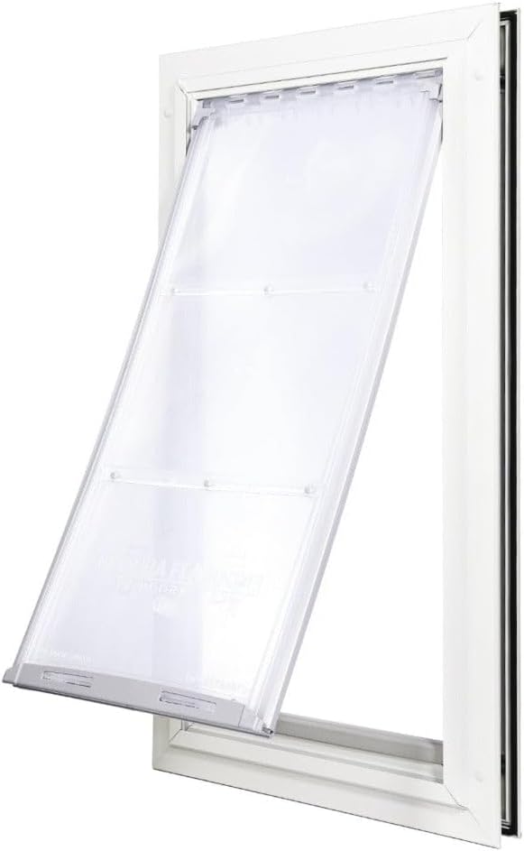 Endura Single Flap Pet Door for Doors | All-Weather Insulated | Durable Aluminum Frame With Secure Locking Cover | Interior and Exterior Installations | White, Small