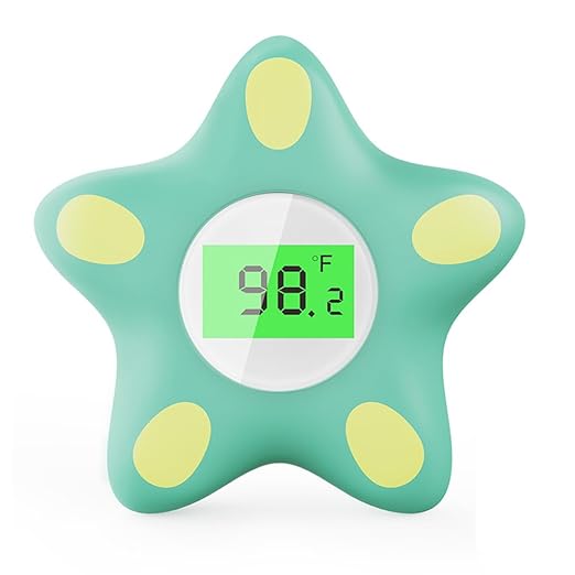 Baby Bath Thermometer, Infant Digital Water Thermometer Safety with 4 Color Backlit and Temperature Warning, Room Thermometers Floating Toy for Infant, Toddler, Bathtub, Swimming Pool