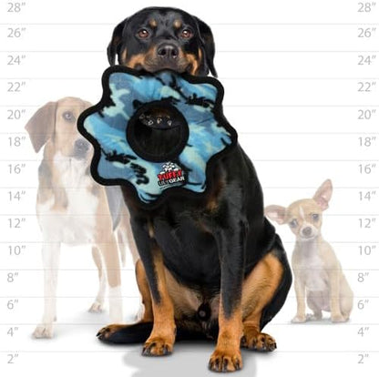 TUFFY- World's Tuffest Soft Dog Toy- Ultimate Gear Ring Camo Blue-Squeakers - Multiple Layers. Made Durable, Strong & Tough.Interactive Play (Tug,Toss & Fetch).Machine Washable & Floats