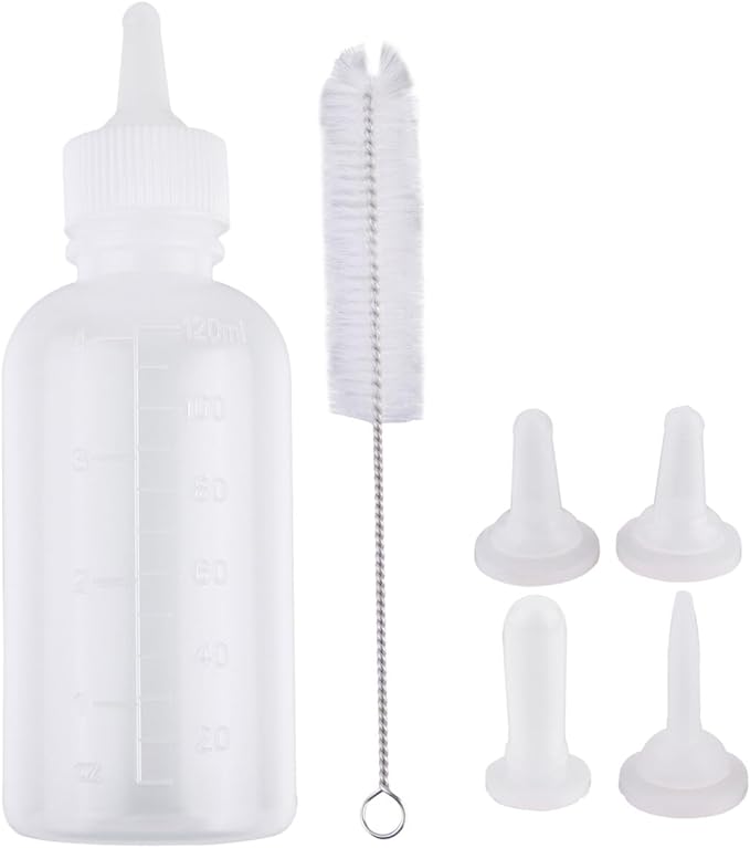 FAVOMOTO 6pcs Pet Nursing Bottles Silicone Milk Feeders with Cleaning Brush for Small Dogs Cats Puppies Kitten Newborns Portable Pet Feeding Supplies