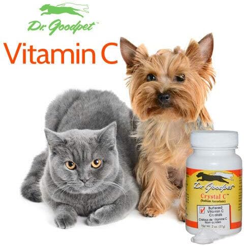 Crystal-C by Dr. Goodpet | Buffered Vitamin C Powder for Dogs and Cats, Ascorbate for Immune System Support, Stress Defense, Gum Care & Oral Health | Gentle for Digestion, Natural Pet Supplement