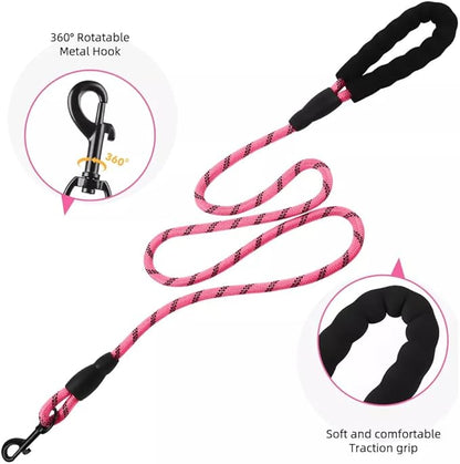 Dog Harness No Pull Adjustable Reflective,for Medium and Large Small Dog with Leash 59.06in (Fuscia, M)