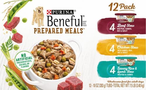 Beneful Purina Wet Dog Food, Gravy, Stew | Variety Pack | 10 oz. Tubs | 12 Count | Pack of 2