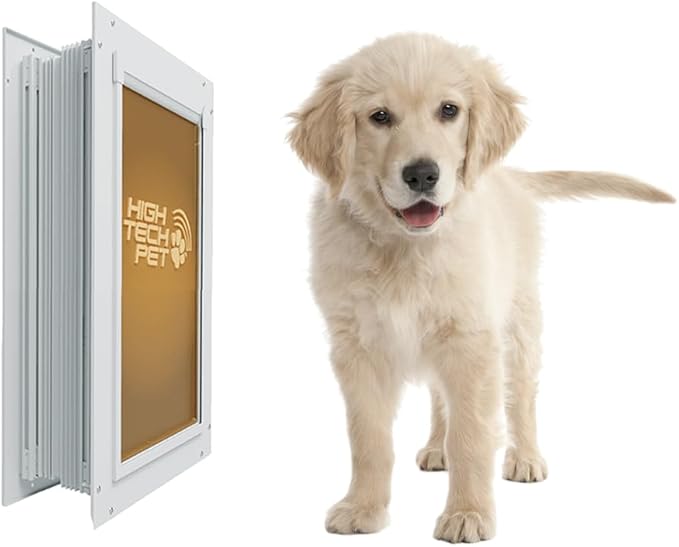 DuraFlex Heavy-Duty Aluminum Frame Pet Door for Medium-Sized Dogs (up to 30 lbs.) by High Tech Pet - Easy Installation Dog Door,Wall Mount,Air Tight,Security Panel (8.25 x 17.25 Opening) - AF-3-MW