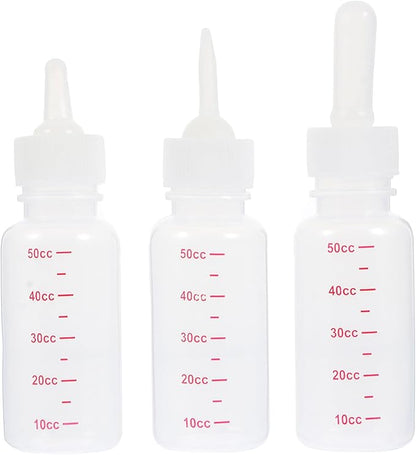 Luxshiny 3Pcs Small Portable Pet Nurser Bottles Scale Milk Feeding Bottles with Elastic Nipples for Kittens Puppies Newborn Animals Safe Odorless Material