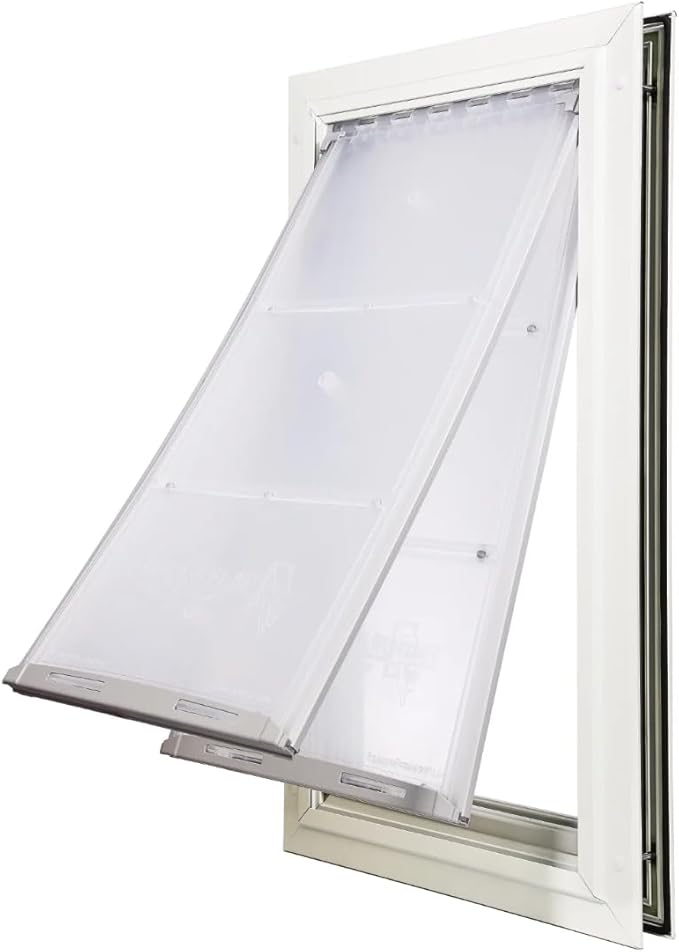 Endura Flap Double Flap Pet Door for Door Installations | Stylish for Interior & Exterior Doors | Durable Aluminum Frame & Weatherproof Dual-Layer Flap | White, Large, Double Flap