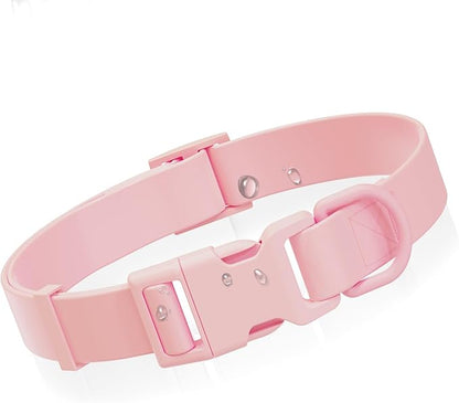 Waterproof Dog Collar, Rubber Adjustable Collars with Quick Release Buckle, Odor-Resistant, Easy to Clean Pet Collars for Small Medium or Large Dogs (Pink, S 9.5-14.1 inch)