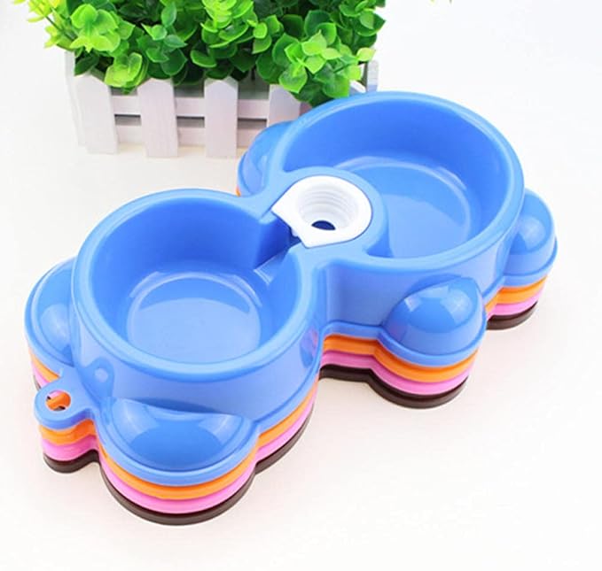 Pet Bowls Double Pet Bowls Dog Food Water Feeder Plastic Pet Drinking Dish Feeder Cat Puppy Feeding Supplies Small Dog Accessories Coffee