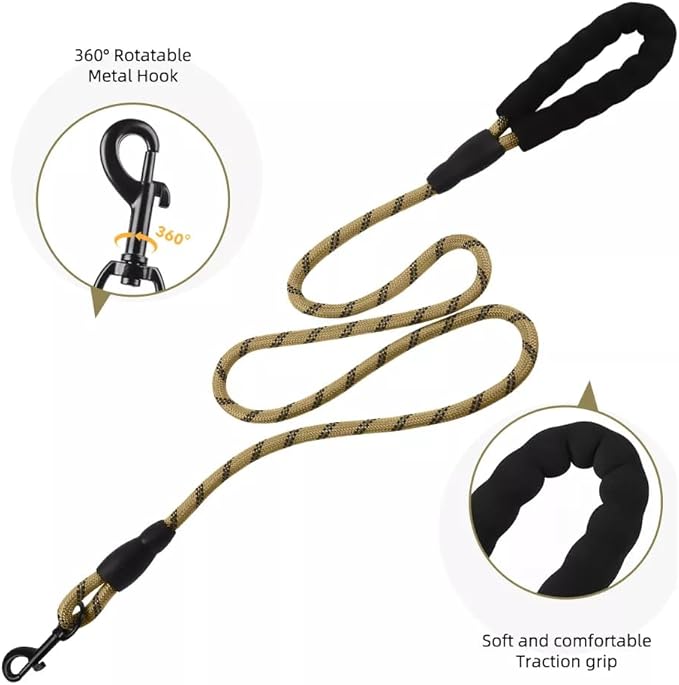 Dog Harness No Pull Adjustable Reflective,for Medium and Large Small Dog with Leash 59.06in (Khaki, XL)