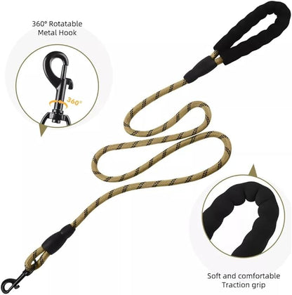 Dog Harness No Pull Adjustable Reflective,for Medium and Large Small Dog with Leash 59.06in (Khaki, XL)